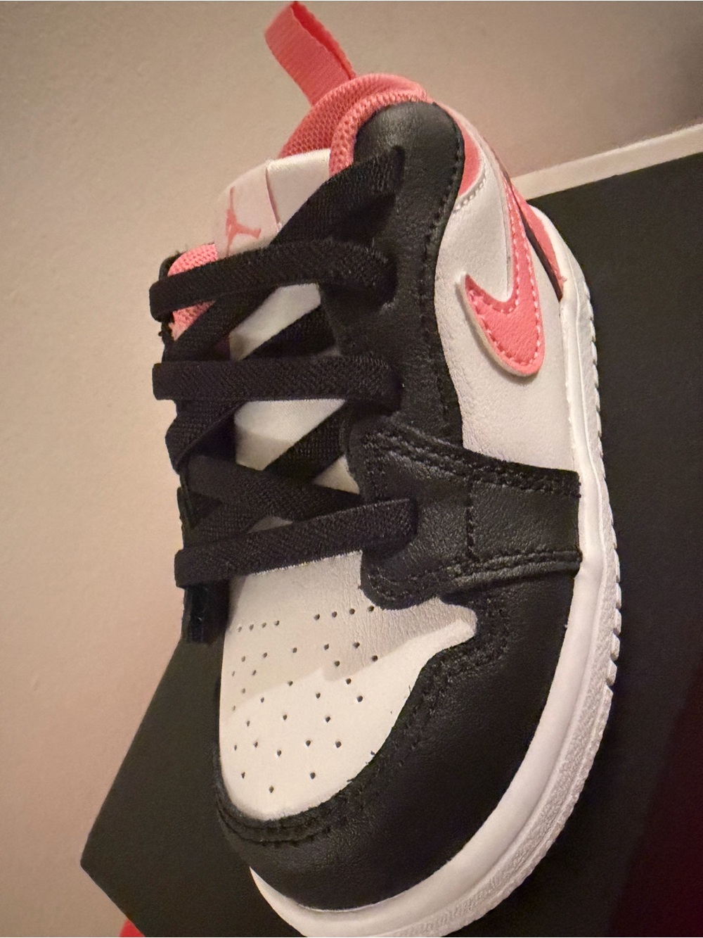 Nike Jordan Kids Black White Coral Low-Top Sneakers